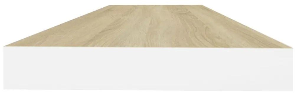 Prateleira parede suspensa 80x23,5x3,8 cm MDF carvalho e branco
