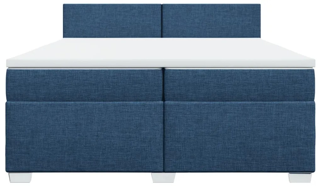 Cama com molas/colchão 200x200 cm tecido azul