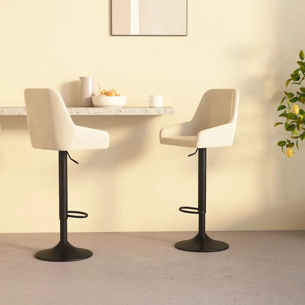 vidaXL Bancos de bar 2 pcs veludo creme