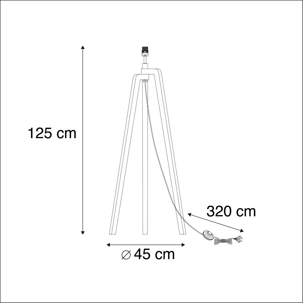Lâmpada de assoalho tripé madeira sem sombra - Puros Country / Rústico,Moderno