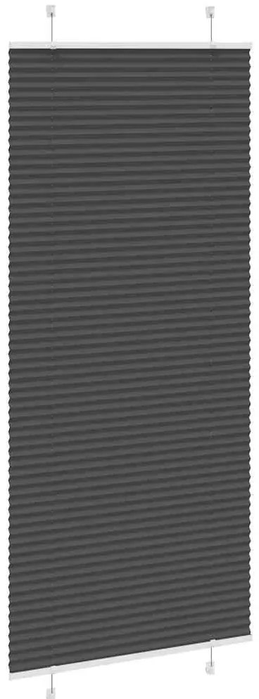 Preto Plissada Cega 85x200 cm Largura Tecido 84,4 cm Poliéster