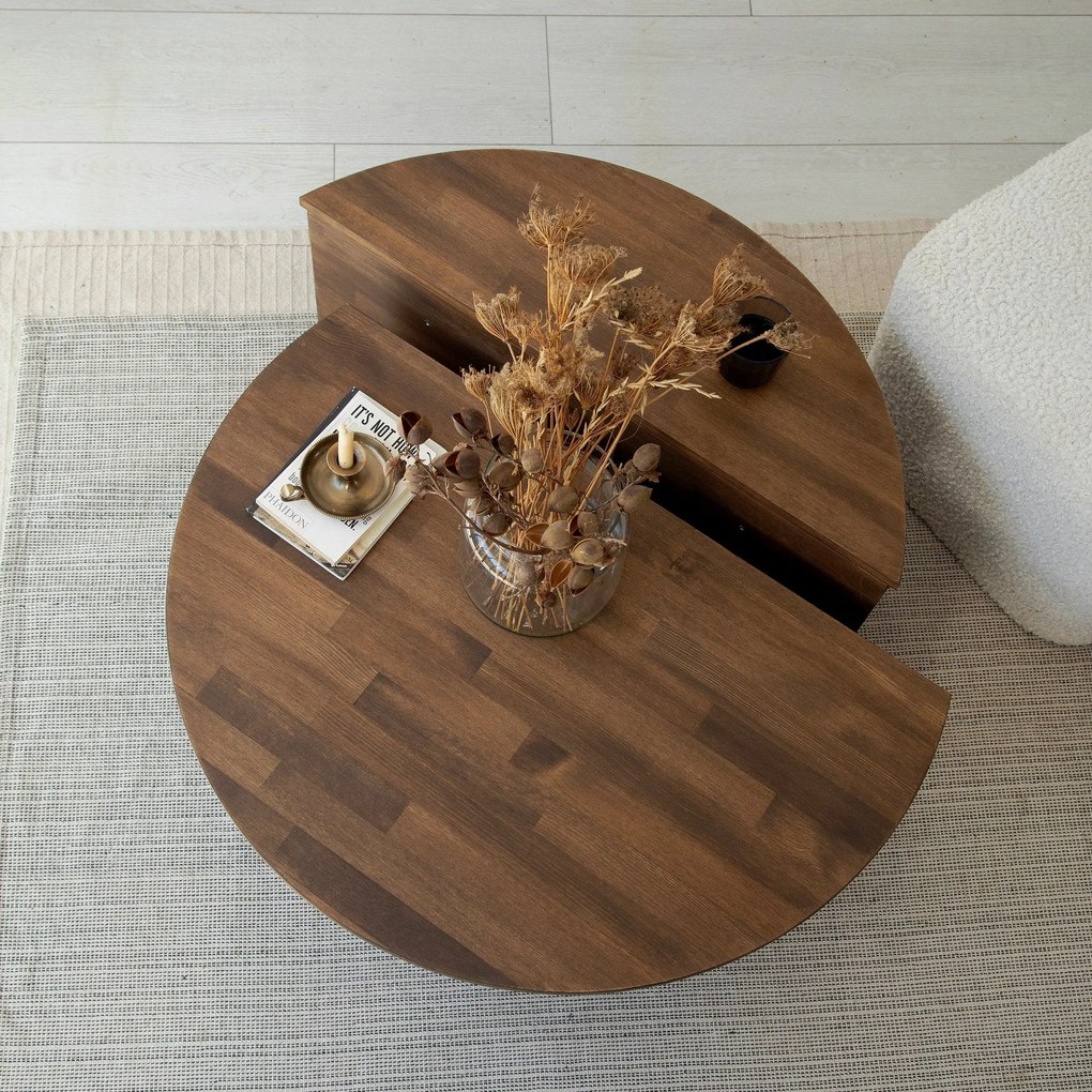 Conjunto de Mesas de Café Podium - Cor Nogueira - 90x30x60cm e 85x30x3