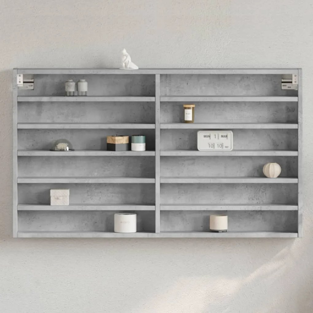vidaXL Armário vitrine 100x8,5x58cm derivados de madeira cinza cimento