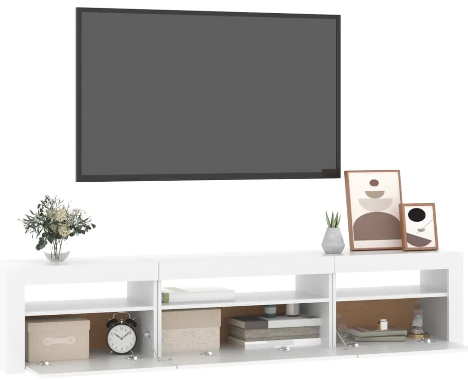 Móvel de TV com luzes LED 195x35x40 cm branco