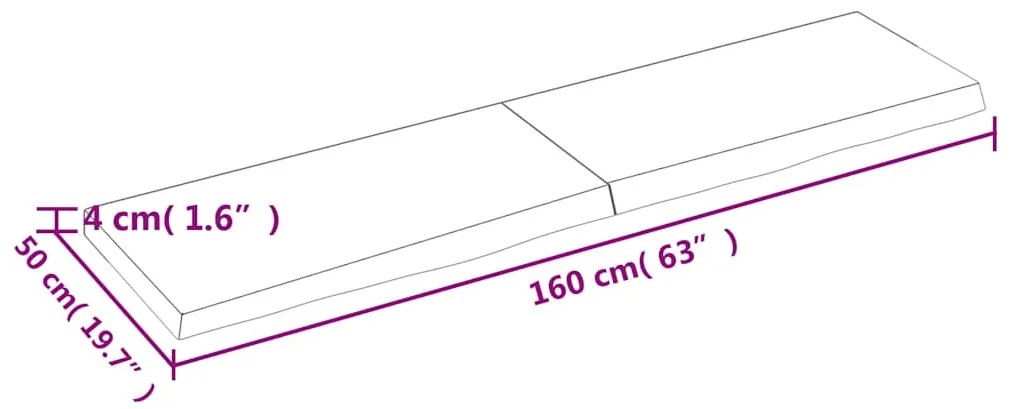 Prateleira de parede 160x50x(2-4)cm carvalho maciço não tratado