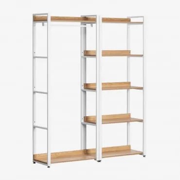 Armário Modular Aberto De 2 Peças Com Cabideiro E Prateleira Em Aço E Mdf Ariaster Natural - Sklum