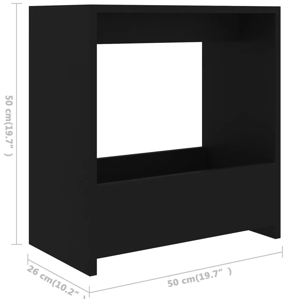 Mesa de apoio 50x26x50 cm derivados de madeira preto