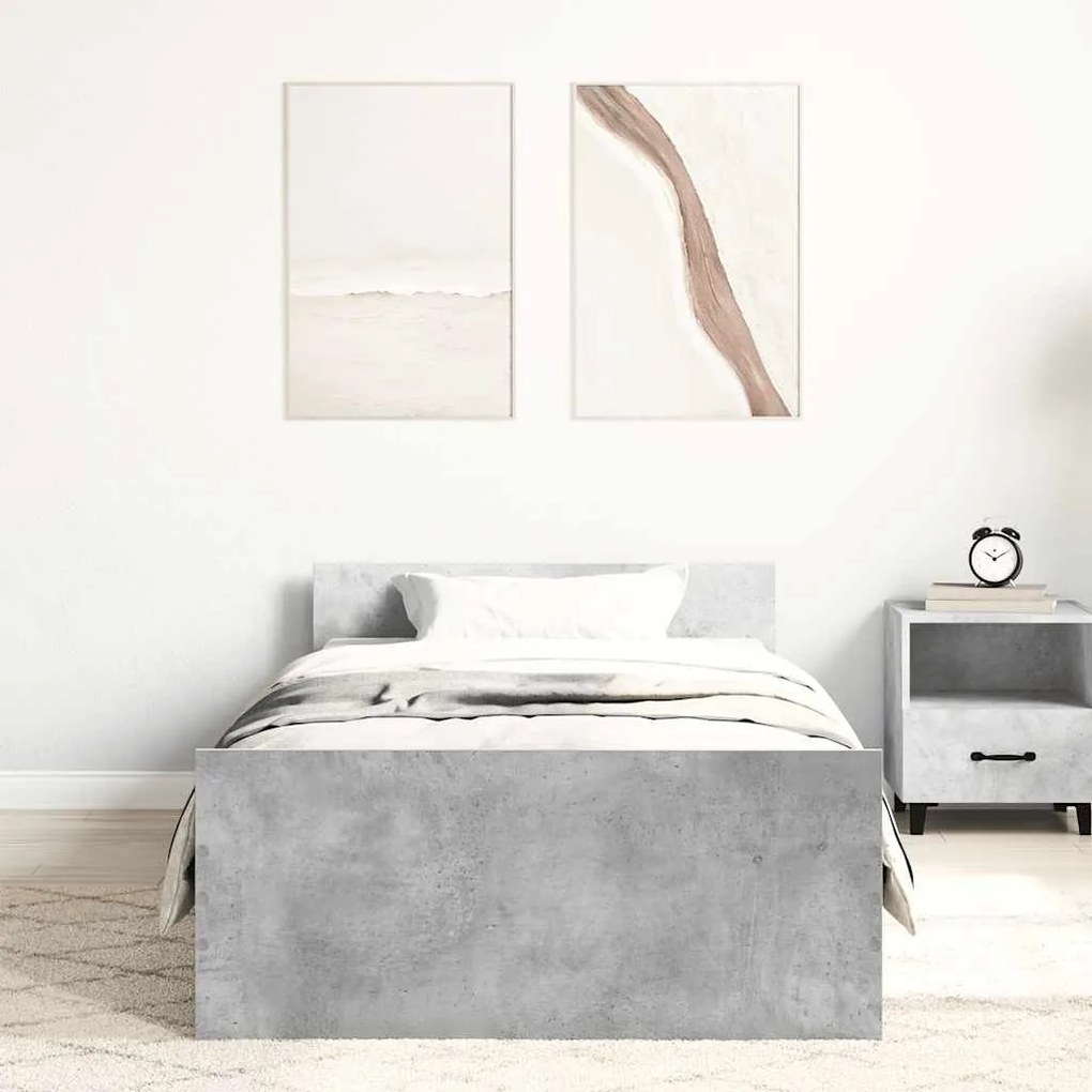 Estrutura de cama 90x190 cm derivados de madeira cinza cimento