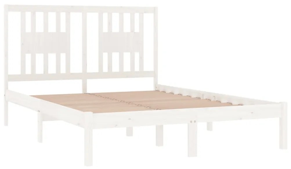Estrutura de cama casal 135x190 cm madeira maciça branco