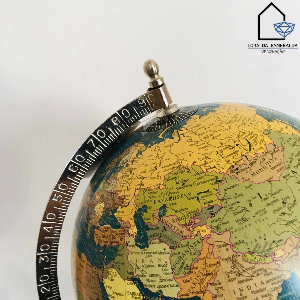 Globo Decorativo | Base em Madeira | 20x20x36CM