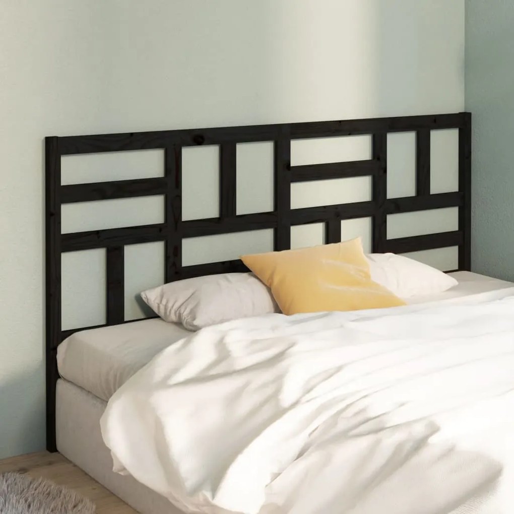 Cabeceira de cama 206x4x104 cm pinho maciço preto