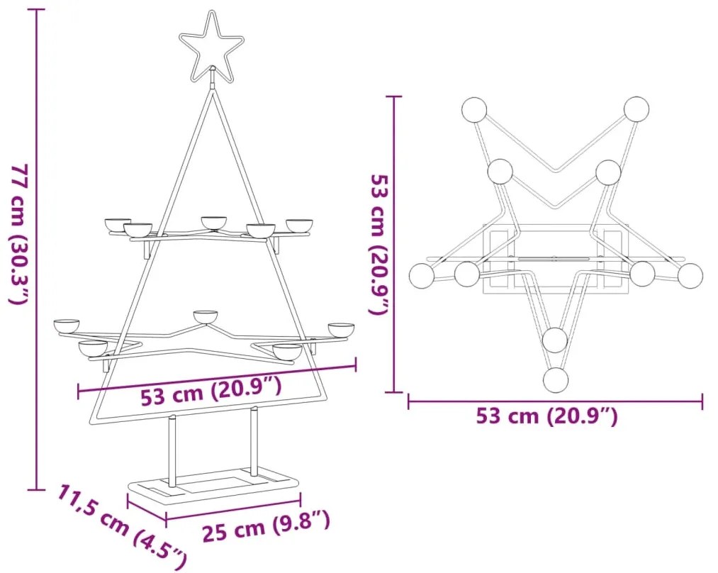 Árvore de Natal para decoração 75 cm metal preto