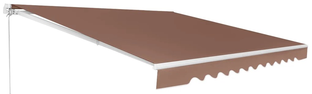 Toldo retrátil 4 x 2,5 m para varanda, terraço Cobertura em poliéster com manivela manual Estrutura em alumínio resistente Castanho