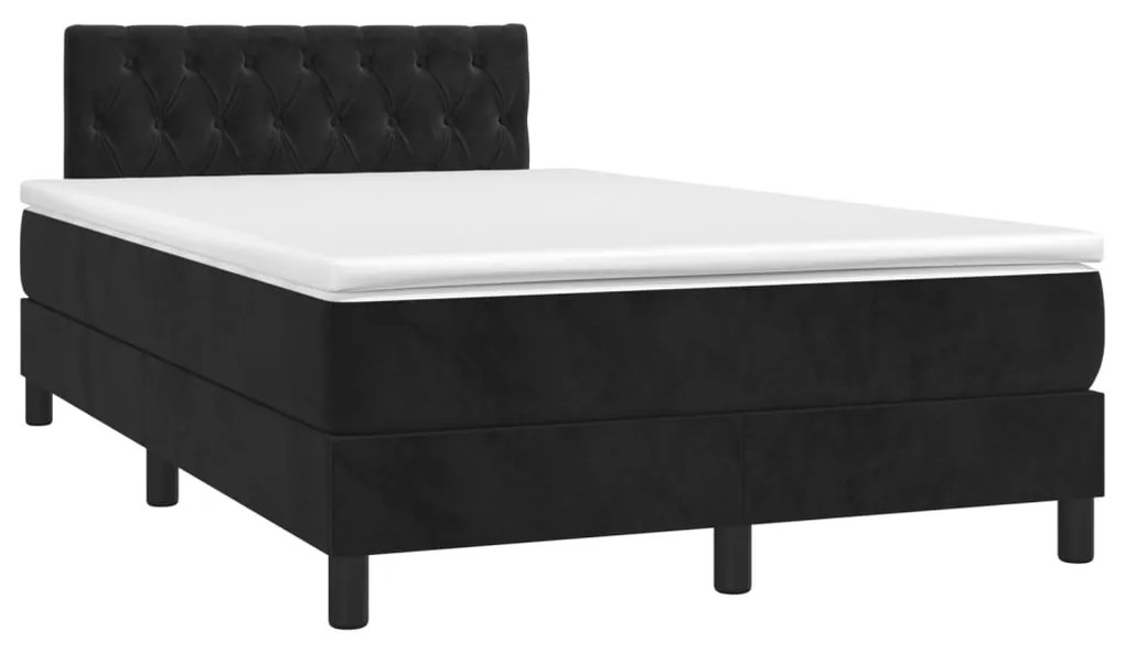 Cama boxspring com colchão 120x200 cm veludo preto