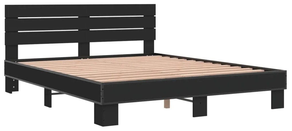 Estrutura de cama 160x200 cm derivados de madeira/metal preto