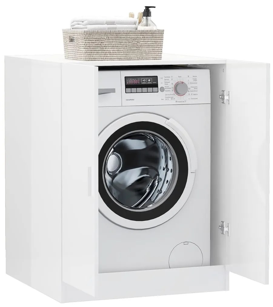 Armário para máquina de lavar roupa branco brilhante