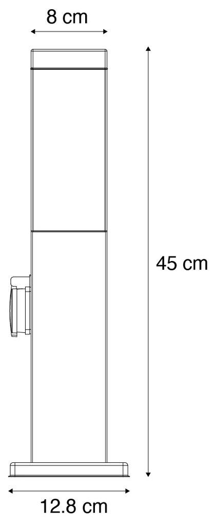 Candeeiro de exterior cinzento escuro 45cm com soquete IP44 - Malios Moderno