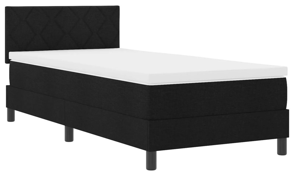 Cama Box Spring com Colchão & LED Preto 90x200 cm Tecido