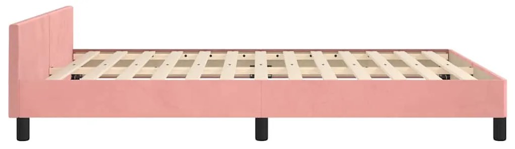 Estrutura cama c/ cabeceira sem colchão 140x200 cm veludo rosa