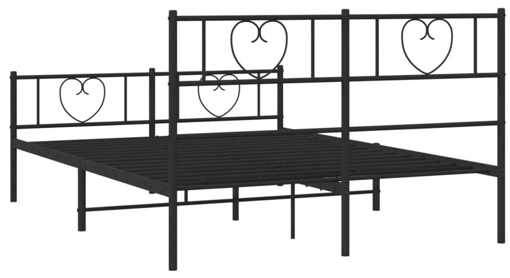 Estrutura de cama com cabeceira e pés 140x190 cm metal preto