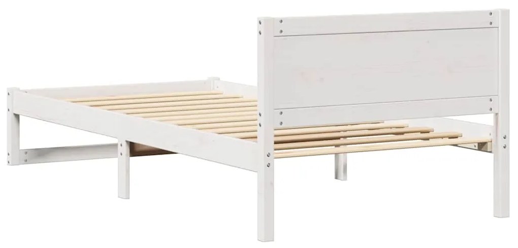 Estrutura de Cama Branca Madeira de Pinho Solteiro Durável