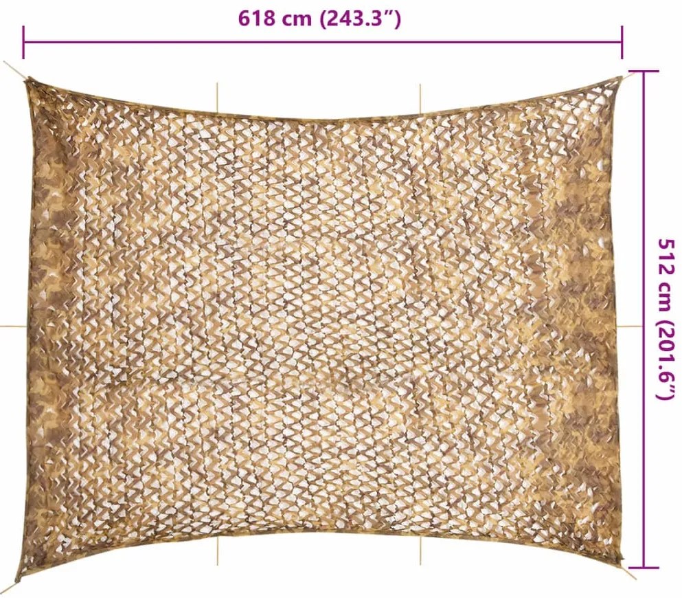 Rede de camuflagem com saco de arrumação 618x512 cm areia