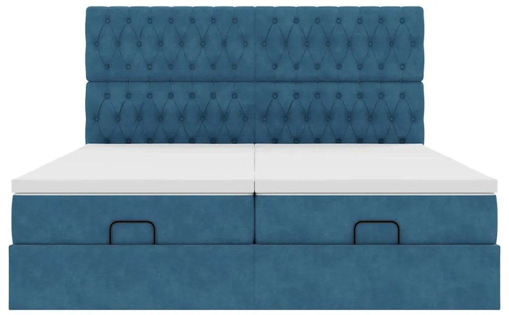 Estrutura cama otomana colchões 180x200 cm veludo azul escuro