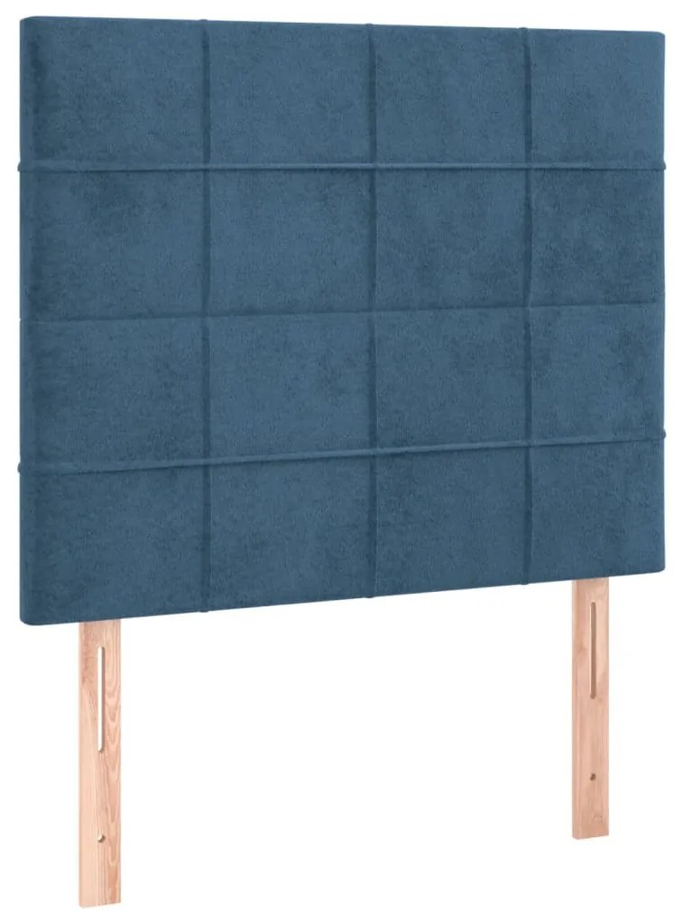 Cama com molas/colchão 100x200 cm veludo azul-escuro