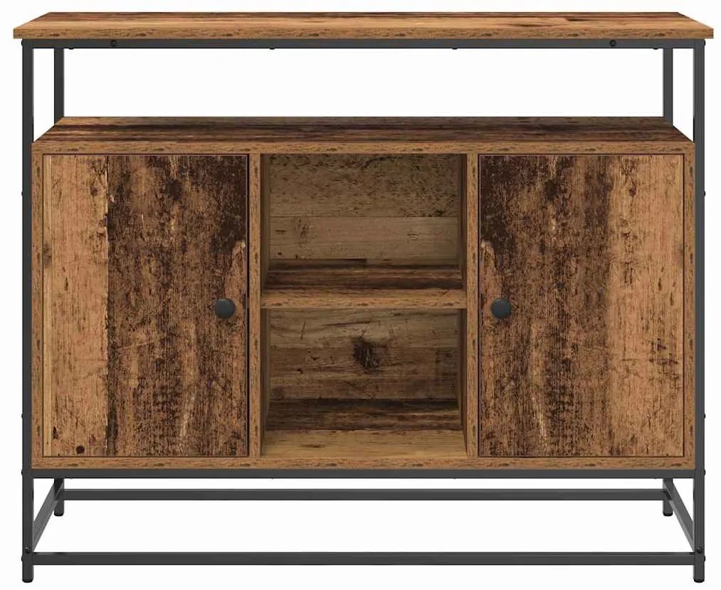 Sideboard vidaXL Madeira Velha 100x35x80 cm Aglomerado e Aço