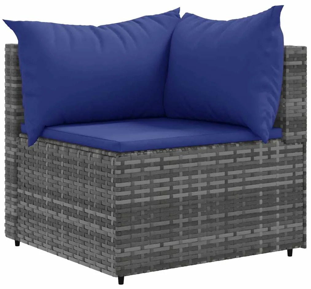 6 pcs conjunto lounge de jardim c/ almofadões vime PE cinzento