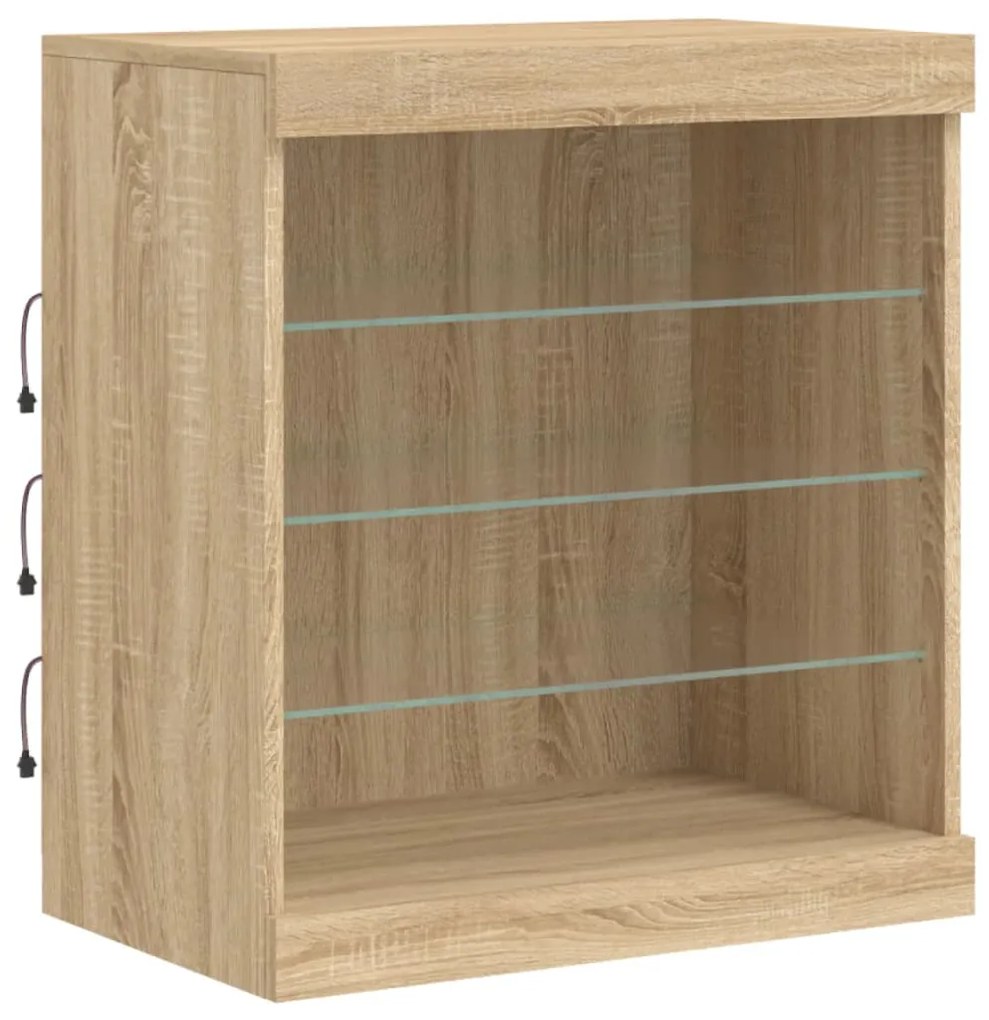 Aparador com luzes LED 60,5x37x67 cm carvalho sonoma