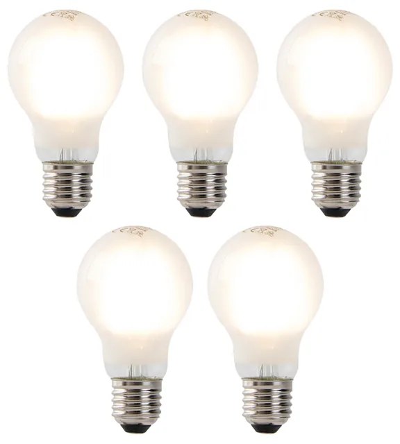 Conjunto de 5 Lâmpadas LED Filamento E27 A60 Vidro Fosco 4W 450lm 2700K