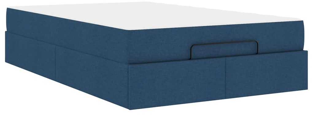 vidaXL Estrutura de cama com colchão com colchão 2 pcs Azul tecido