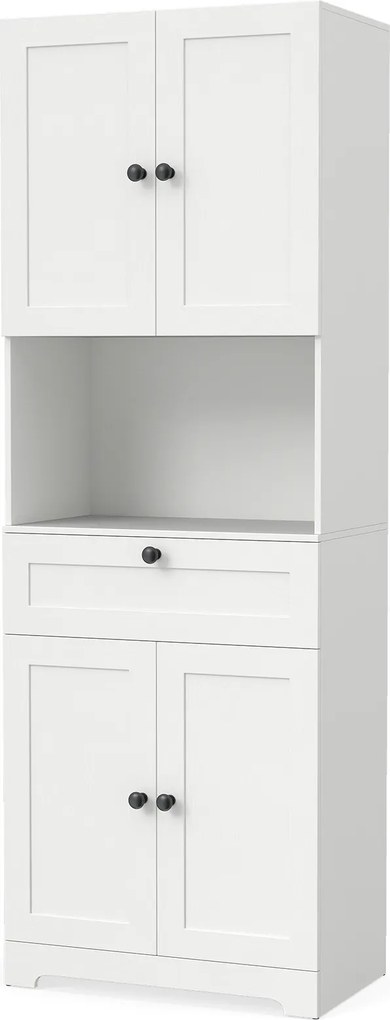 Armário alto de casa de banho, cozinha, lavandaria 60 x 35 x 171,5 cm, 4 portas, 1 gaveta, compartimento aberto, 3 estantes ajustáveis, moderno, em m