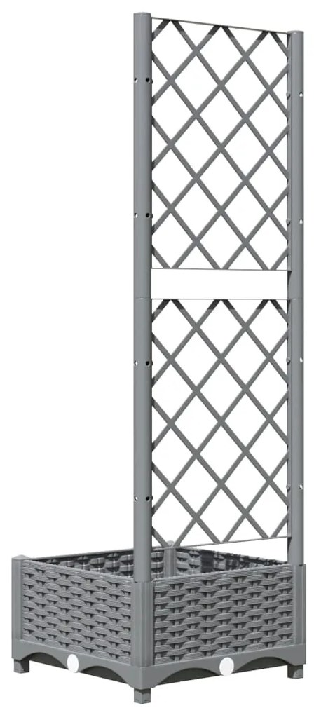 Vaso/floreira jardim c/ treliça 40x40x121,5 cm PP cinza-claro