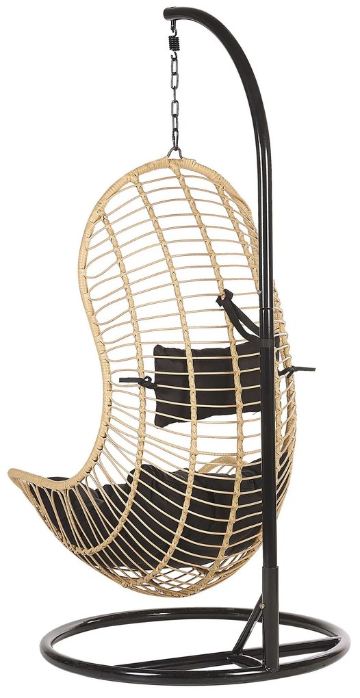 Cadeira suspensa em rattan cor natural com suporte PINETO Beliani