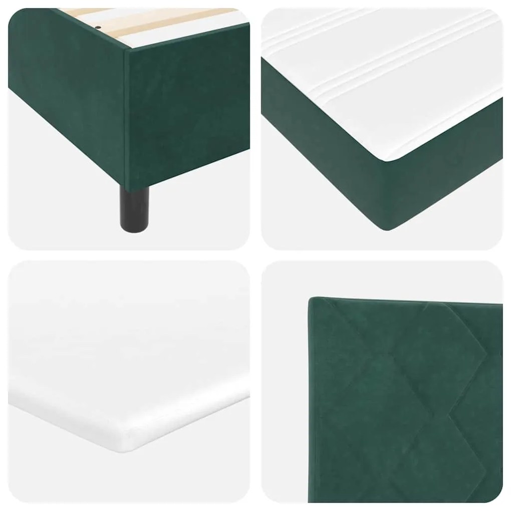 Cama Box Spring vidaXL com Colchão e LED Verde Escuro 140x200 cm Velud