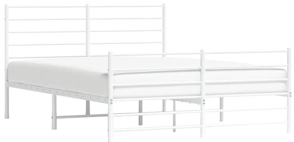 Estrutura de cama com cabeceira e pés 150x200 cm metal branco