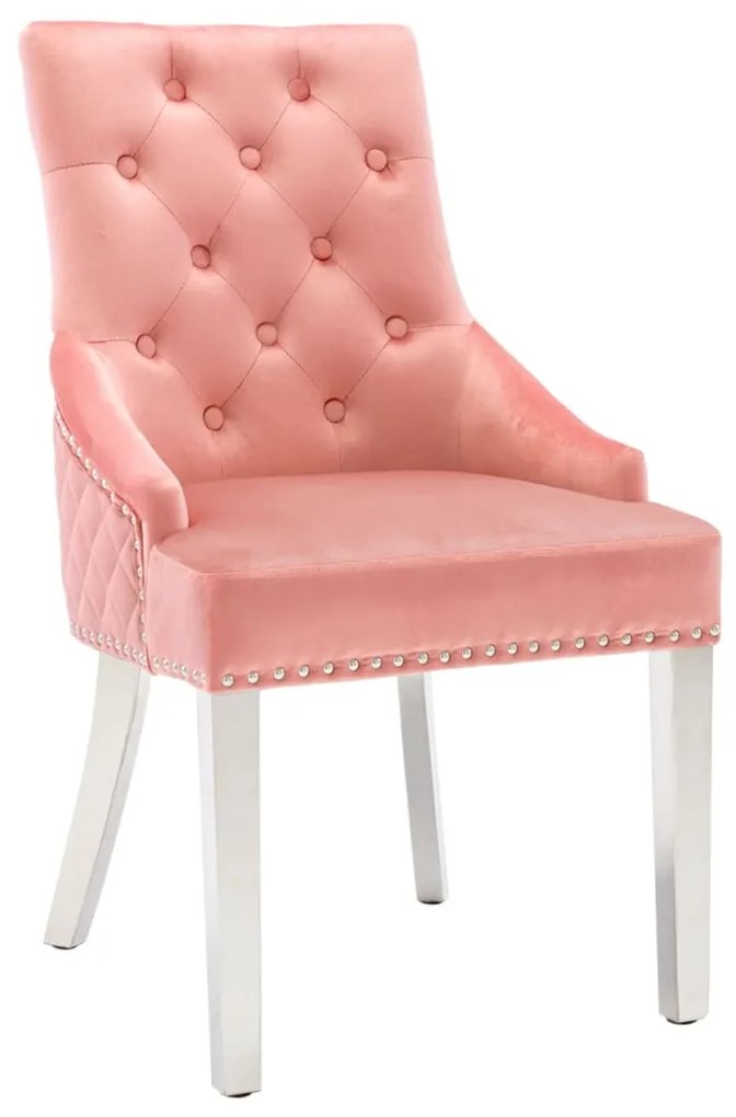 vidaXL Cadeira de jantar veludo rosa