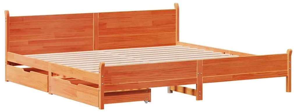 Cama sem colchão 200x200 cm pinho maciço castanho-mel