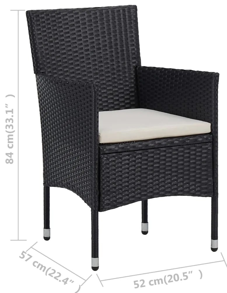 11 pcs conjunto de jantar para jardim vime PE preto