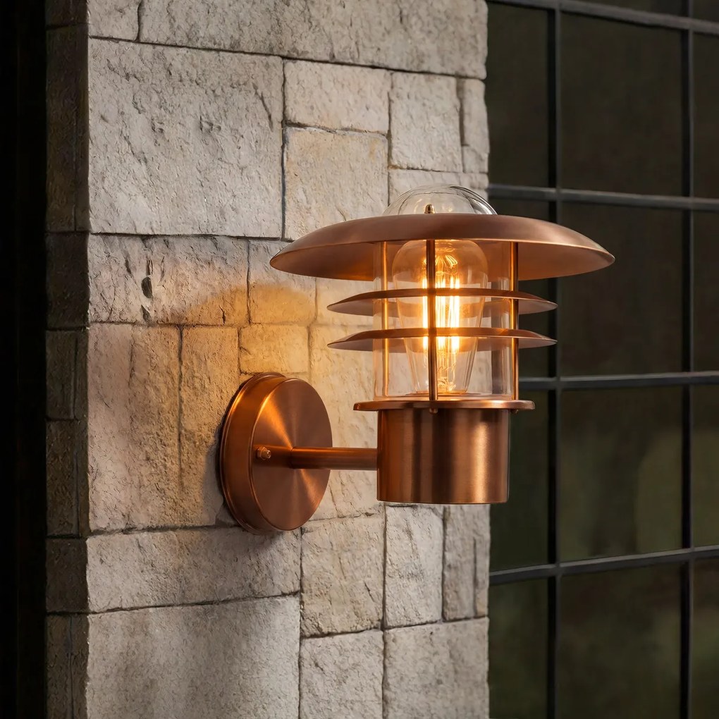 Candeeiro de parede exterior vintage cobre IP44 - Prato