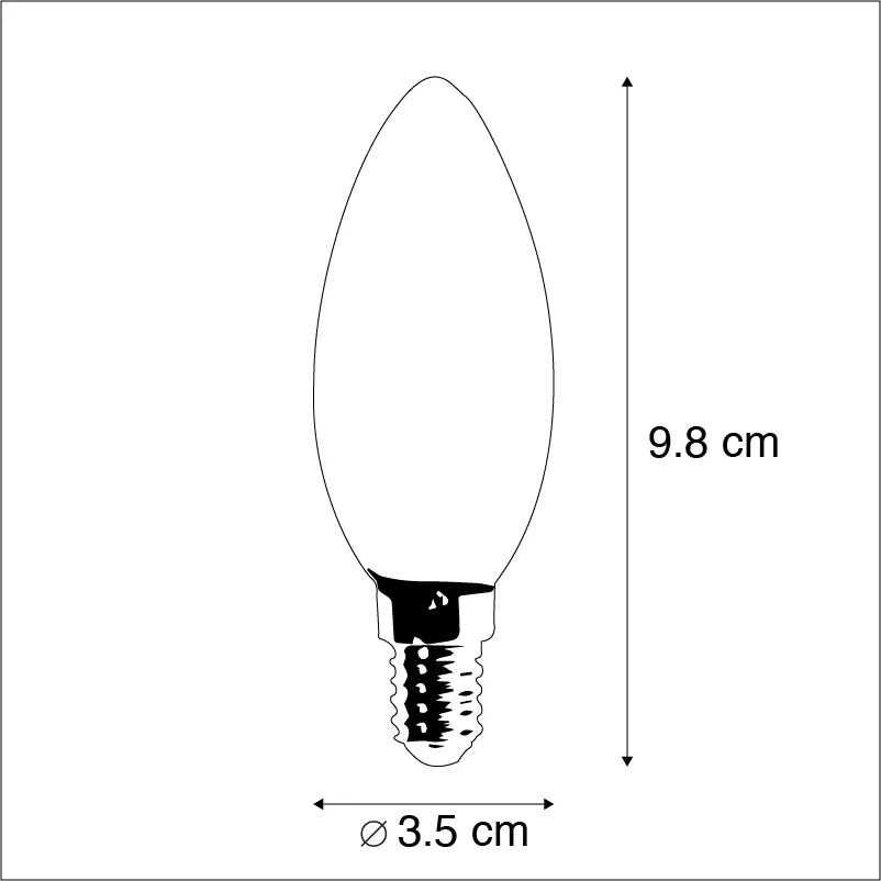 Conjunto de 5 lâmpadas de vela LED E14 2W 180 lúmen 2350K não regulável