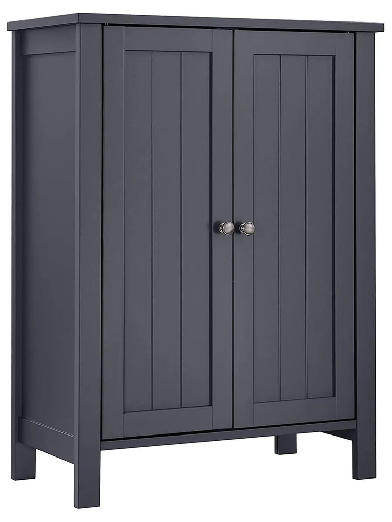 Armário de casa de banho independente com 2 portas e prateleiras ajustáveis | VASAGLE | 60 x 30 x 80 cm | cinzento | BCB60GY.