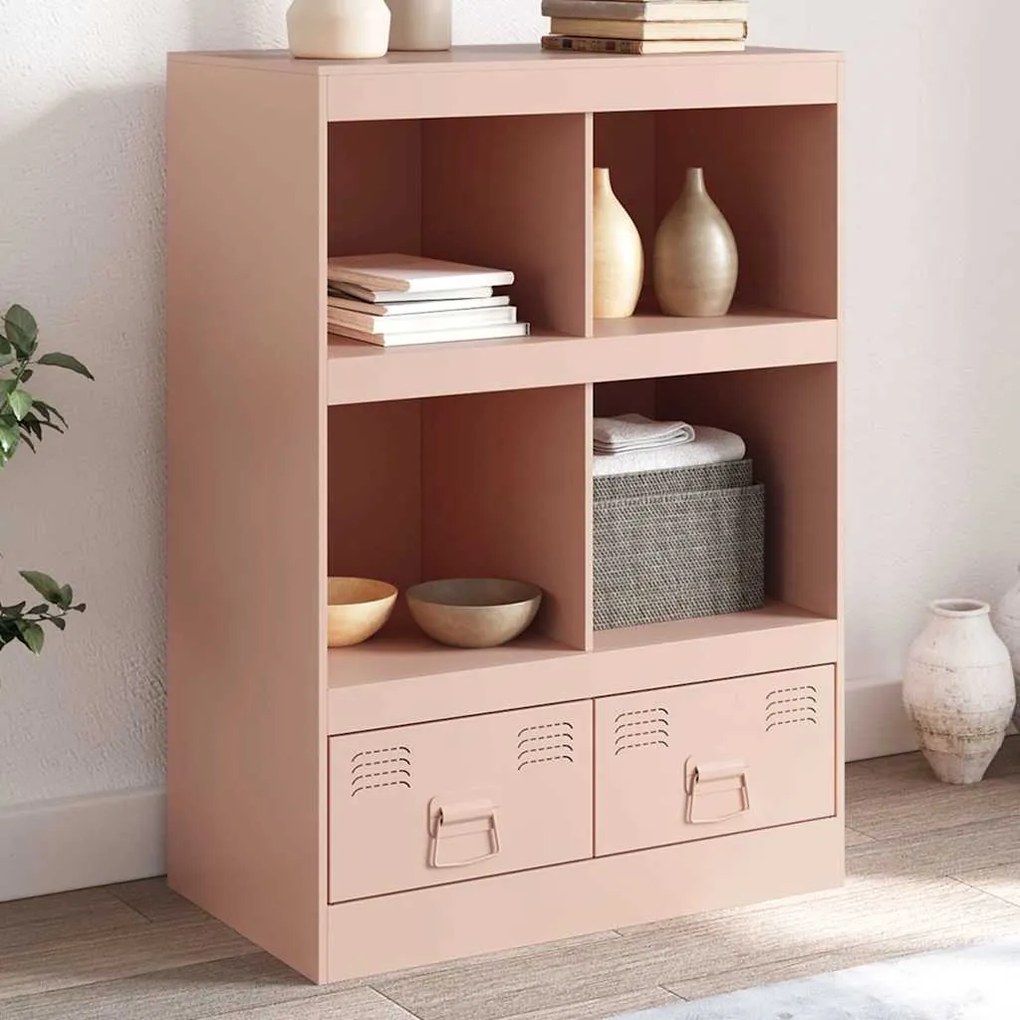 Aparador alto 67x39x95 cm aço rosa