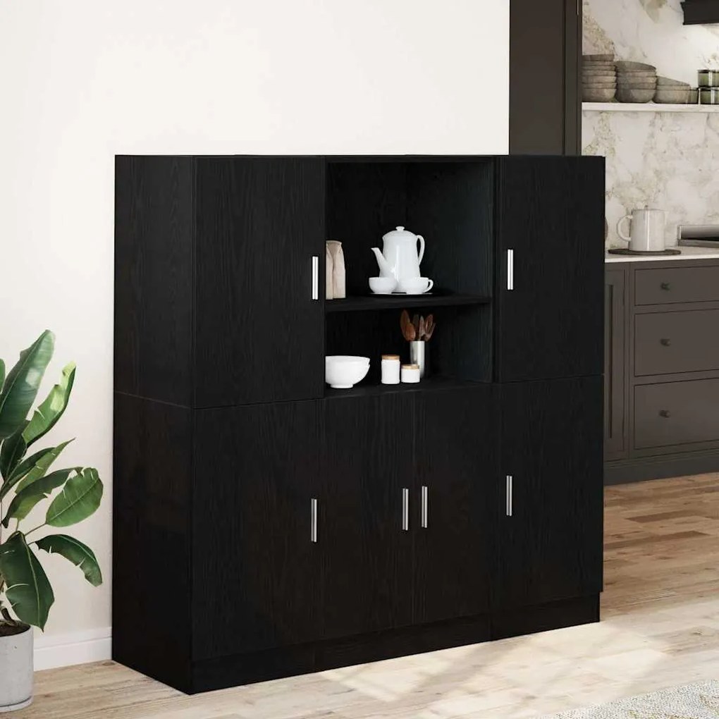 3 pcs armário de cozinha conjunto derivados de madeira preto
