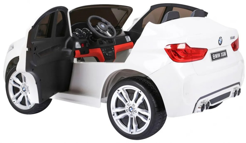 Carro elétrico para Crianças 2 Lugares BMW X6M XXL 12V Rodas Espuma EVA, Assento couro ecológico Branco