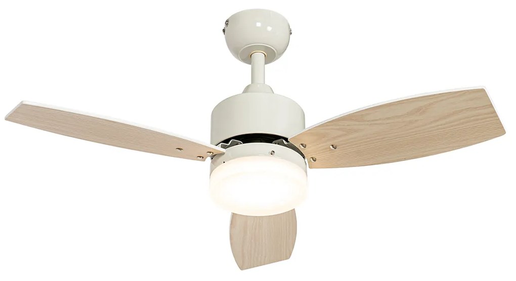 Ventilador de teto exterior branco com LED e controlo remoto IP44 - Toledo Moderno