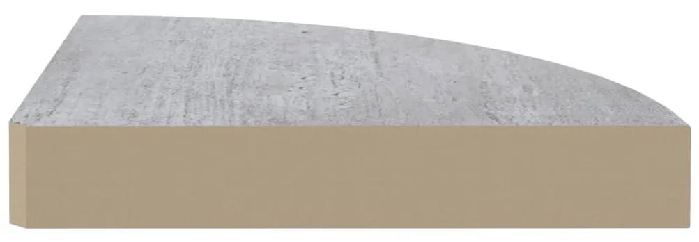 Prateleira de canto parede 35x35x3,8 cm MDF cinzento cimento