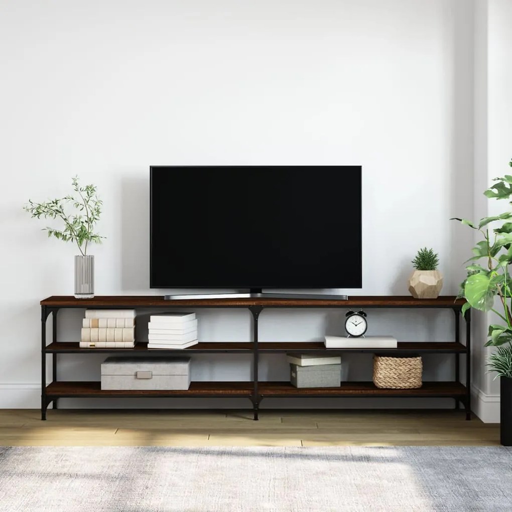 Móvel de TV 180x30x50cm derivados madeira/metal carvalho castanho